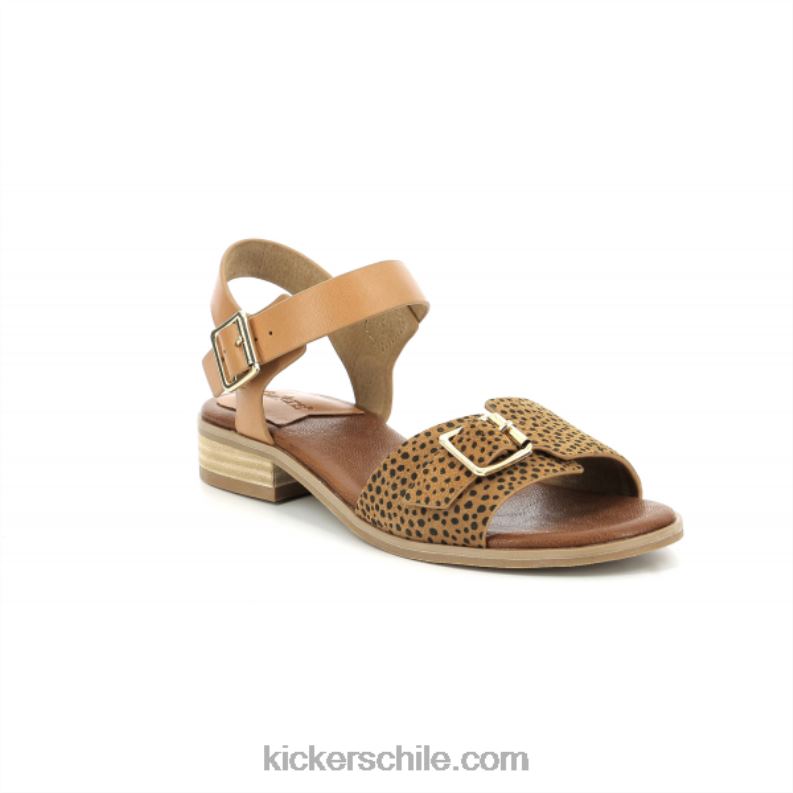 Kickers bucidi camel estampado negro 4PZ0T43 mujer