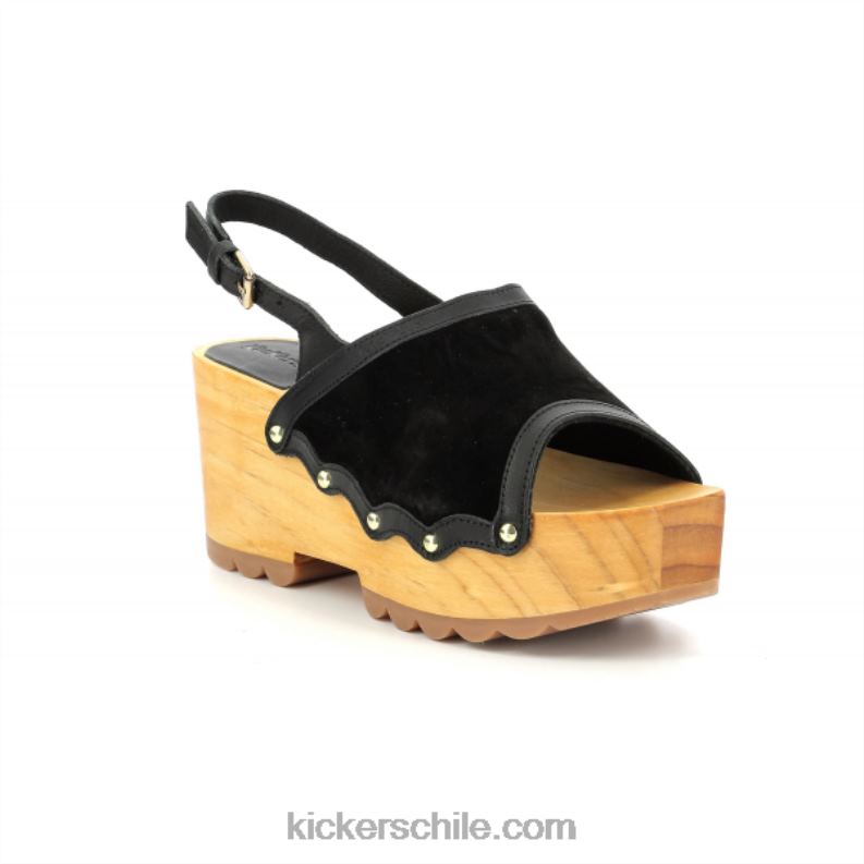 Kickers kick cuña madera negro 4PZ0T12 mujer