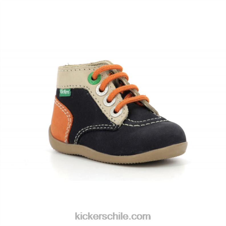 Kickers bonzip-2 azul marino beige naranja 4PZ0T767 niños