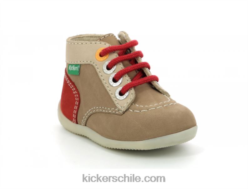 Kickers bonzip-2 beige rojo 4PZ0T769 niños