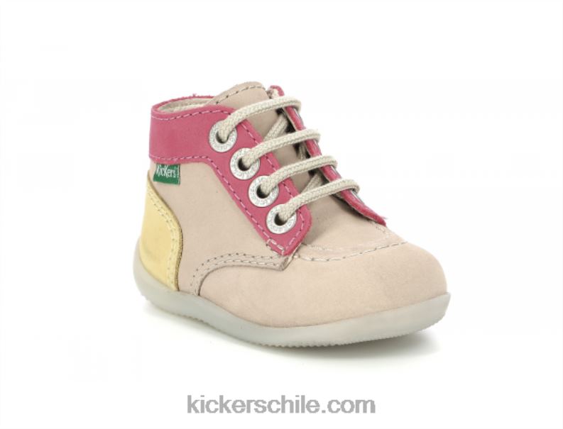 Kickers bonzip-2 beige rosa amarillo 4PZ0T768 niños