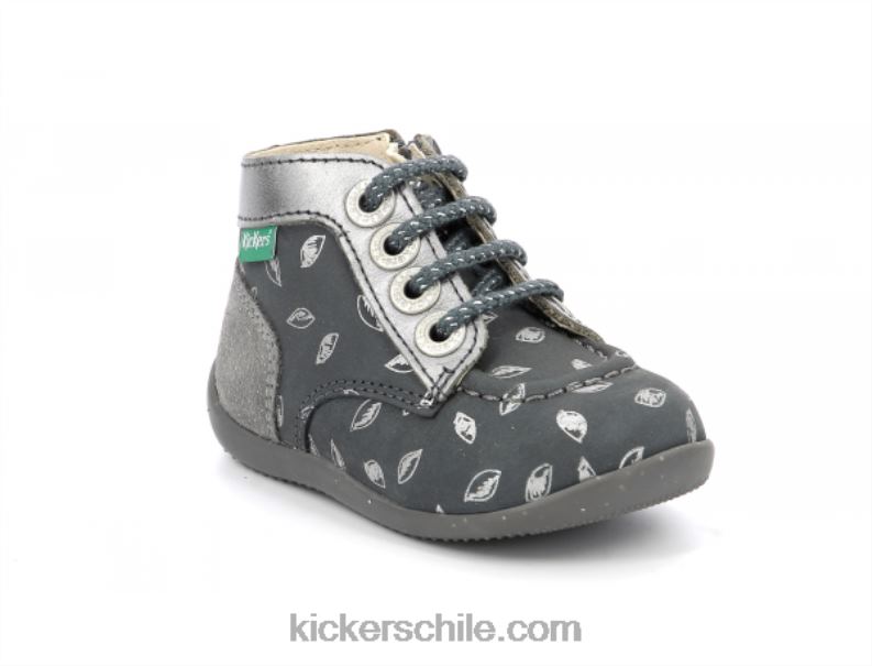 Kickers bonzip-2 estampado gris oscuro 4PZ0T771 niños