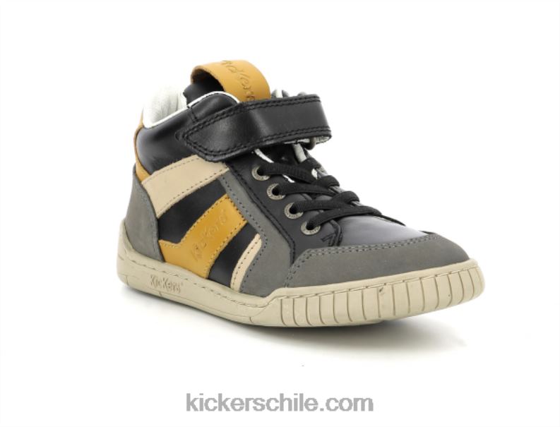 Kickers wincky cdt gris negro amarillo 4PZ0T986 niños