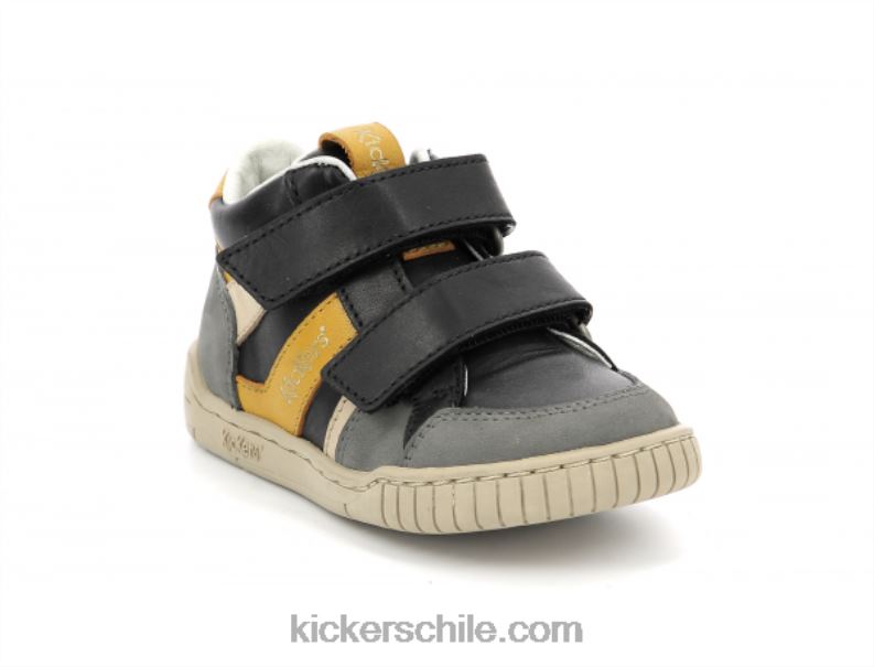 Kickers wincky vel gris amarillo negro 4PZ0T1003 niños